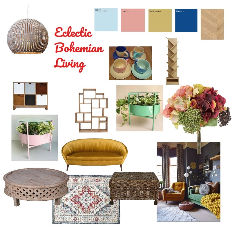 Eclectic Bohemian Living Mood Board by Michelle Baker on Style Sourcebook