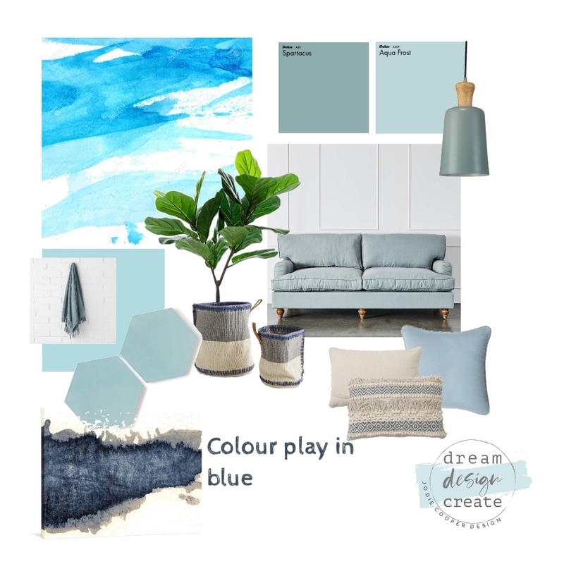 Colour play In Blue Mood Board by Jodie Cooper Design on Style Sourcebook