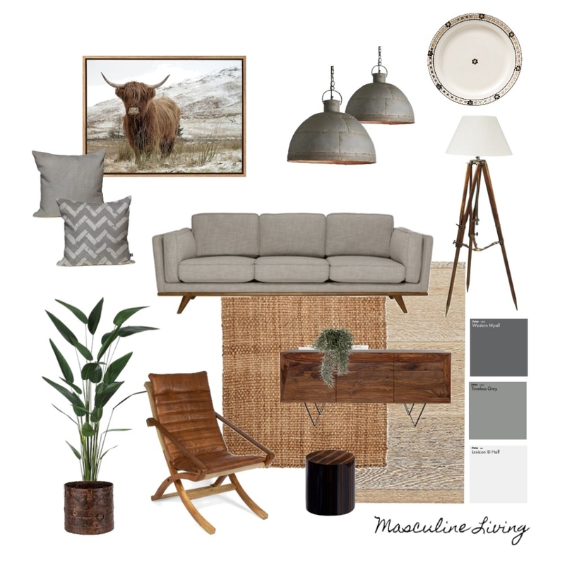 Masculine Living Room Mood Board by nel767 on Style Sourcebook