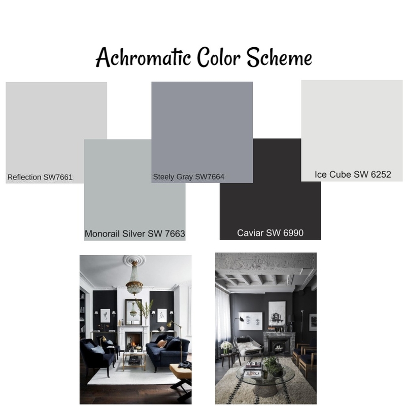 Achromatic Color Scheme Mood Board by Katie Anne Designs on Style Sourcebook