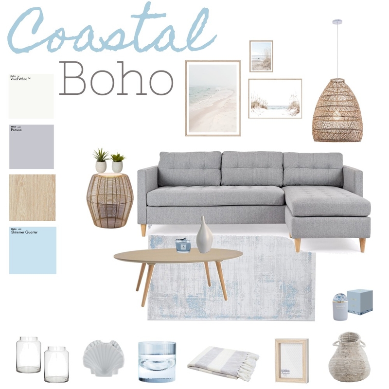 Coastal Boho Living Room Mood Board by kjawnointeriors on Style Sourcebook