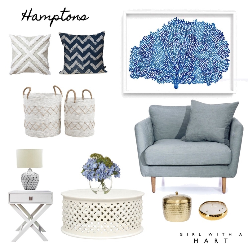 The Hamptons Mood Board by Girl with a Hart Interiors on Style Sourcebook