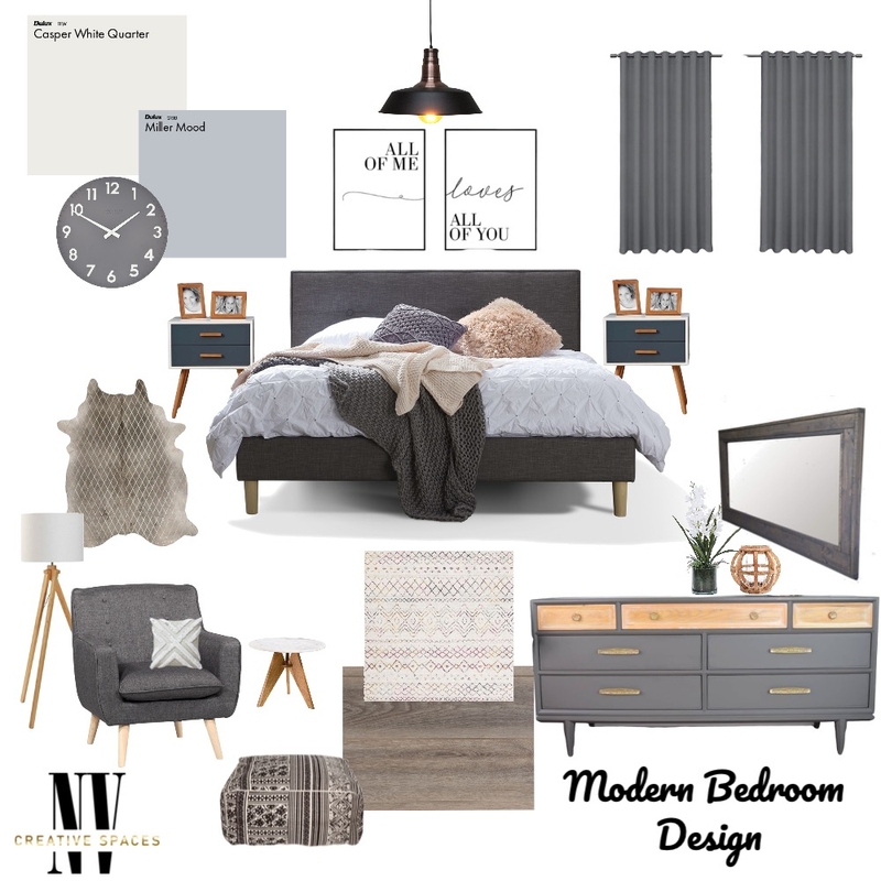 Modern Bedroom Design Interior Design Mood Board by NV Creative Spaces ...