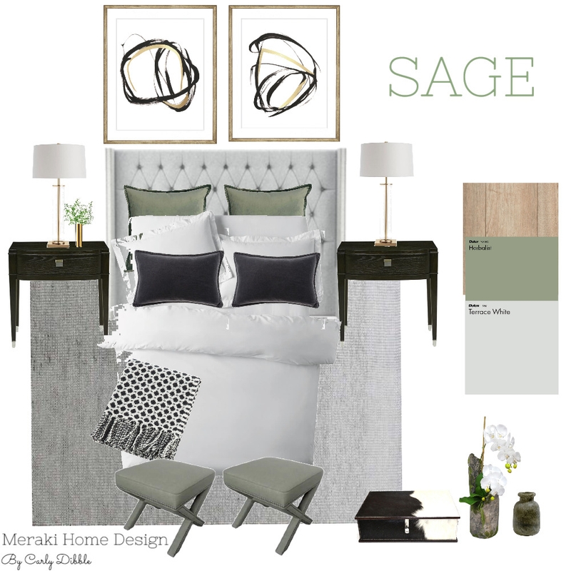 SAGE Contemporary Bedroom Mood Board by Meraki Home Design on Style Sourcebook