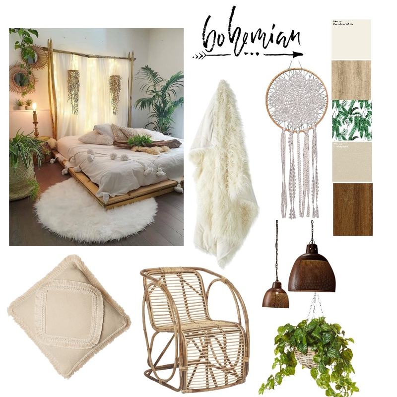 Bohemian bedroom Mood Board by becks on Style Sourcebook