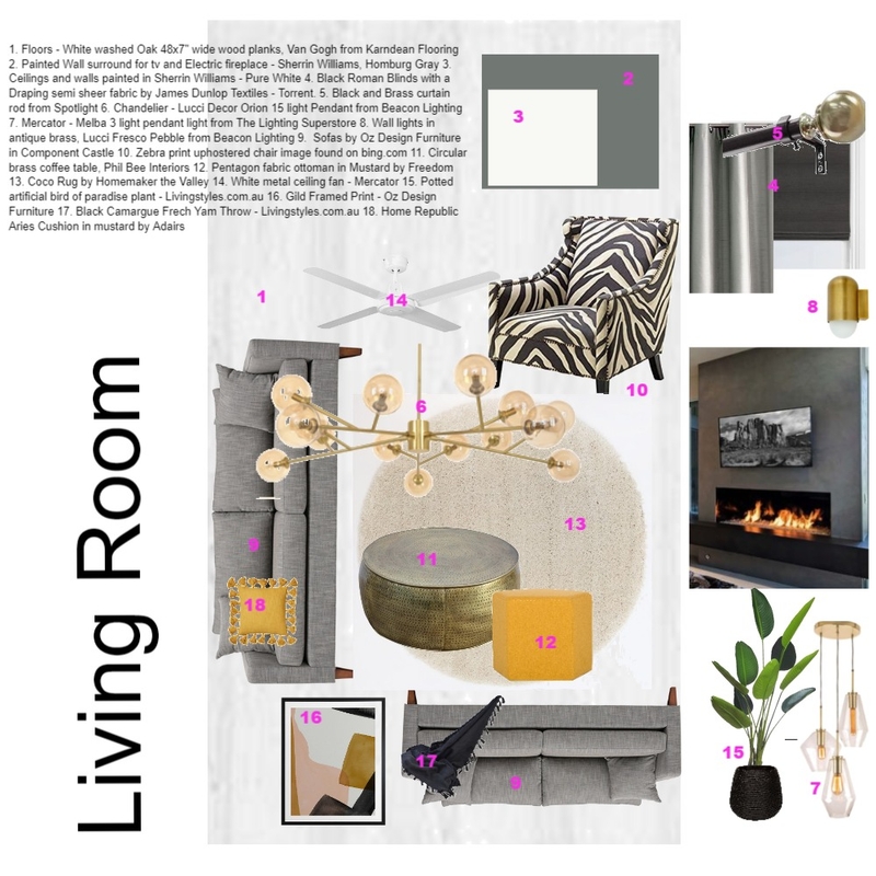 Living Room Module 9 Mood Board by CindyBee on Style Sourcebook