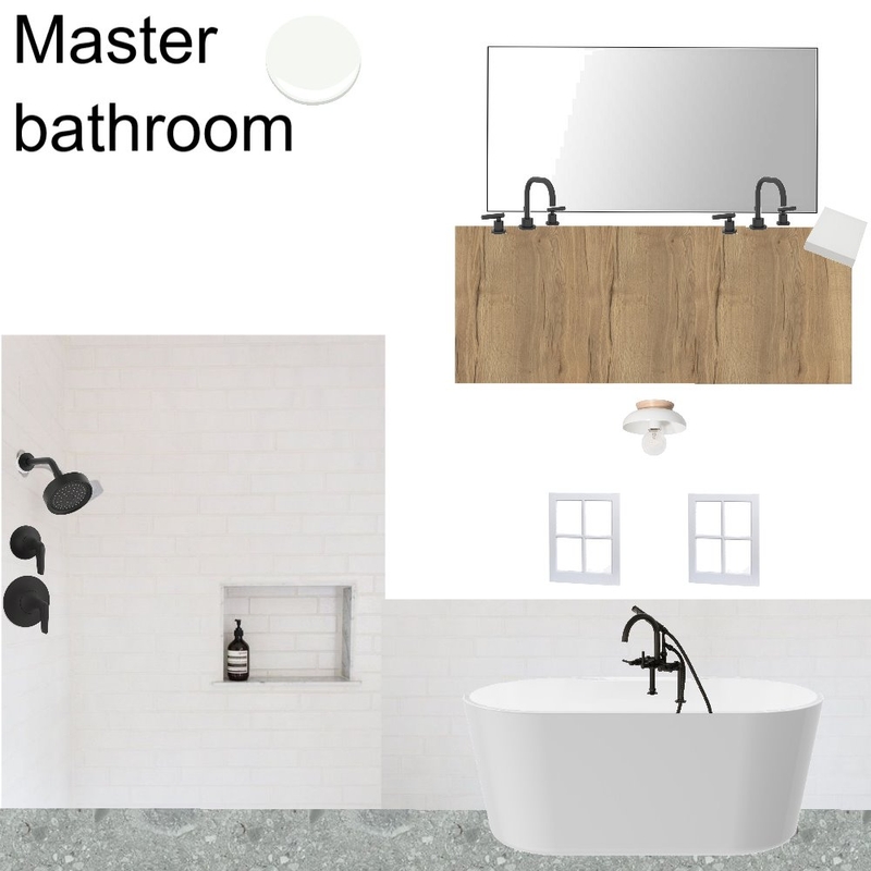 Master bathroom 4x8 white blck terazzo Mood Board by knadamsfranklin on Style Sourcebook