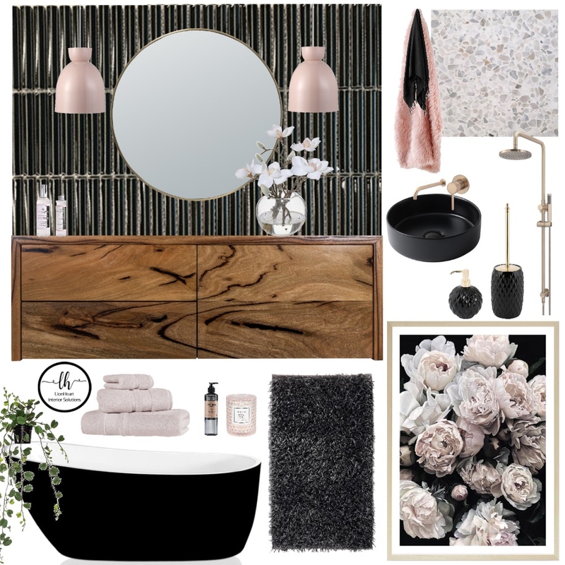 Gold Black Pink Mood Board by LionHeart on Style Sourcebook