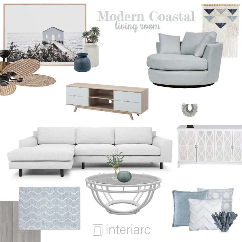 Modern Coastal Living Room Mood Board by interiarc on Style Sourcebook