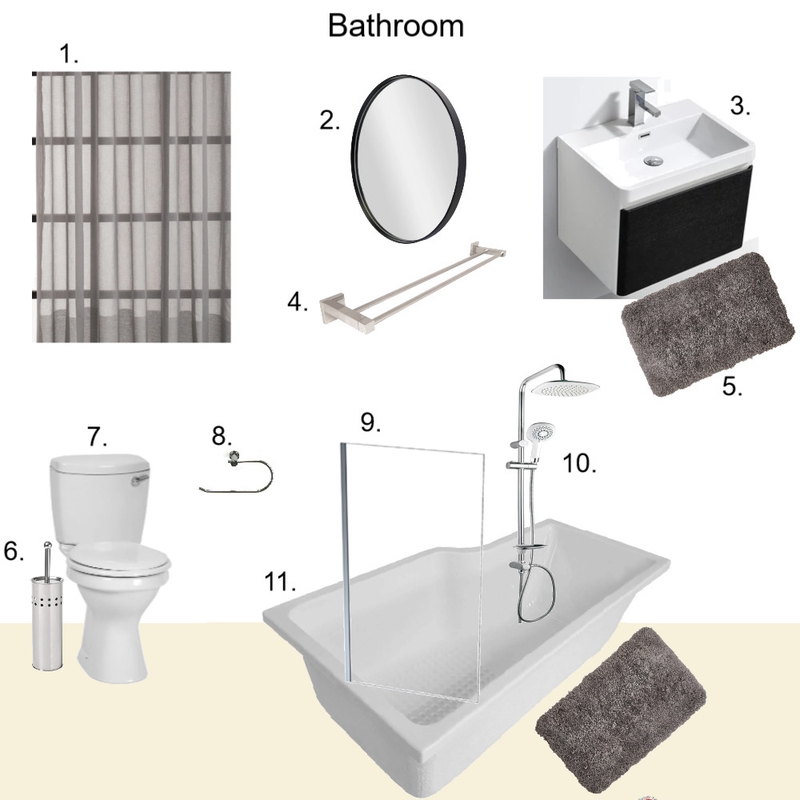 Sample board - Airbnb Bathroom Mood Board by momomo on Style Sourcebook
