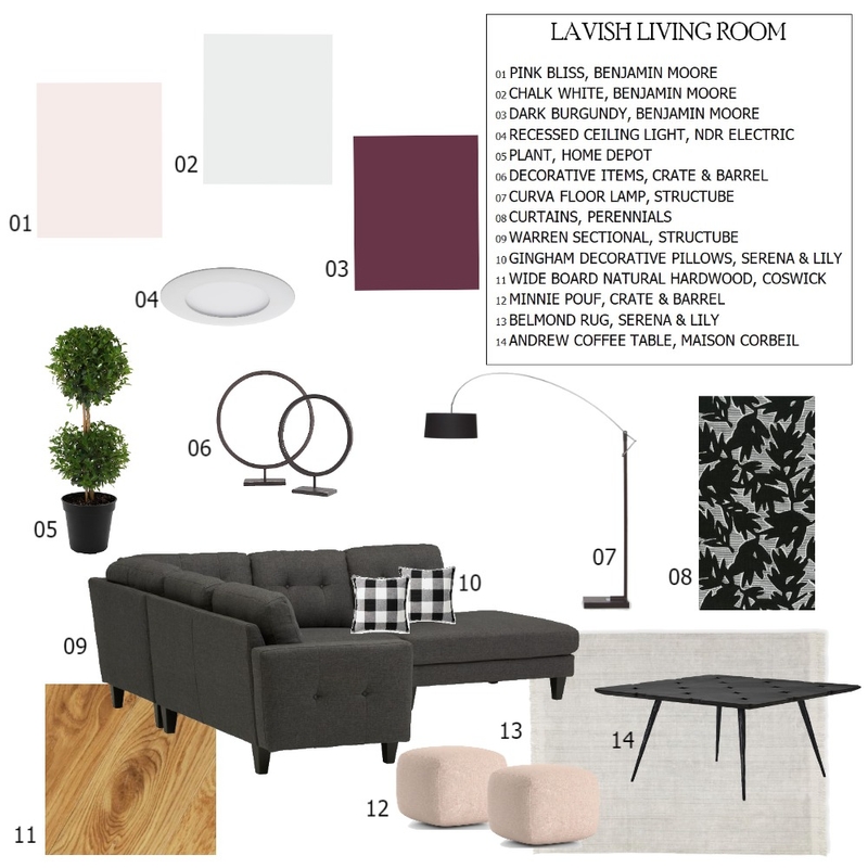 Module 9 Living Room - Sample Board Mood Board by bhavishapatel on Style Sourcebook