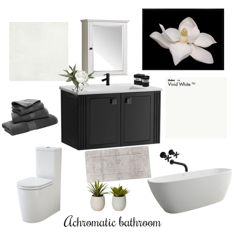 achromatic bathroom Mood Board by Harford Jo Interiors on Style Sourcebook