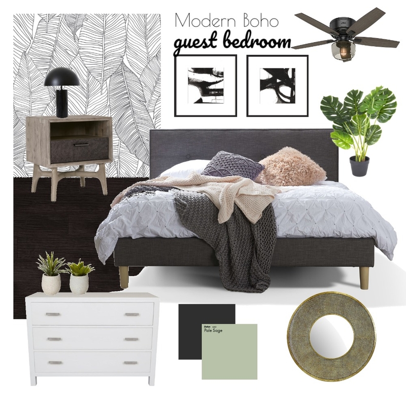 Modern Boho Guest Bedroom Mood Board by undefined on Style Sourcebook