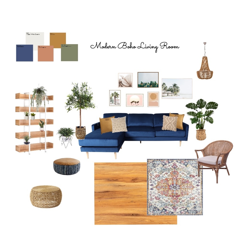 Modern Boho Living Room Mood Board by jreaume on Style Sourcebook