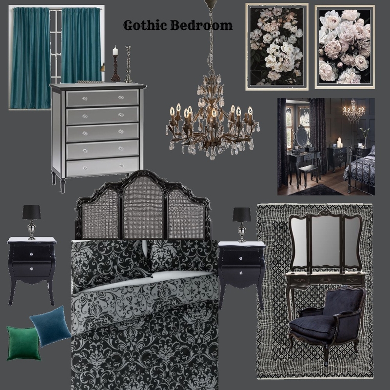 Gothic Bedroom Mood Board by robynar@hotmail.co.uk on Style Sourcebook