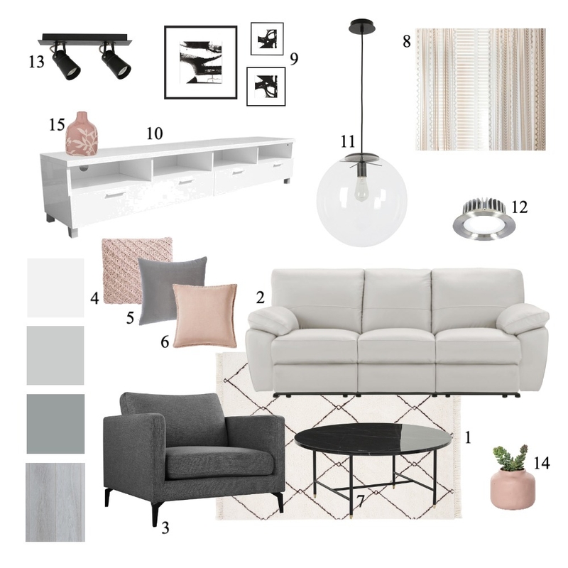 accented achromatic living room Mood Board by andisomorjai on Style Sourcebook