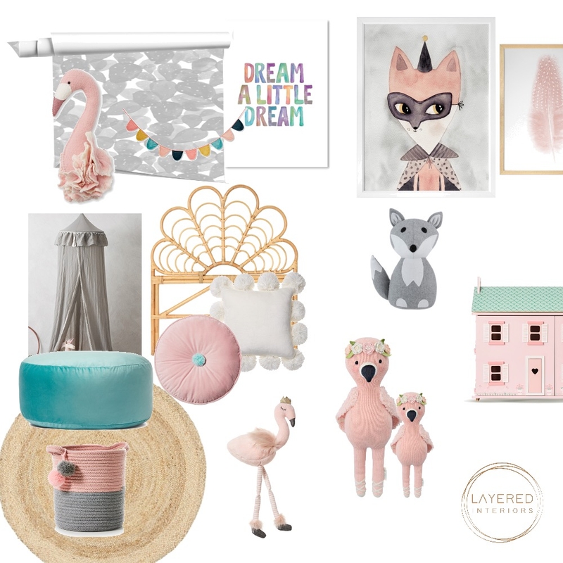Flamingo Childs bedroom moodboard Mood Board by JulesHurd on Style Sourcebook