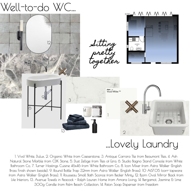 WC / Laundry Mood Board by Aime Van Dyck Interiors on Style Sourcebook