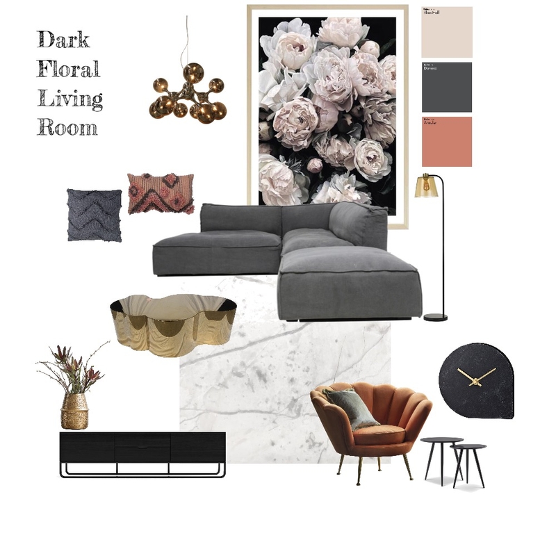 Dark Floral living room Mood Board by Annewong on Style Sourcebook