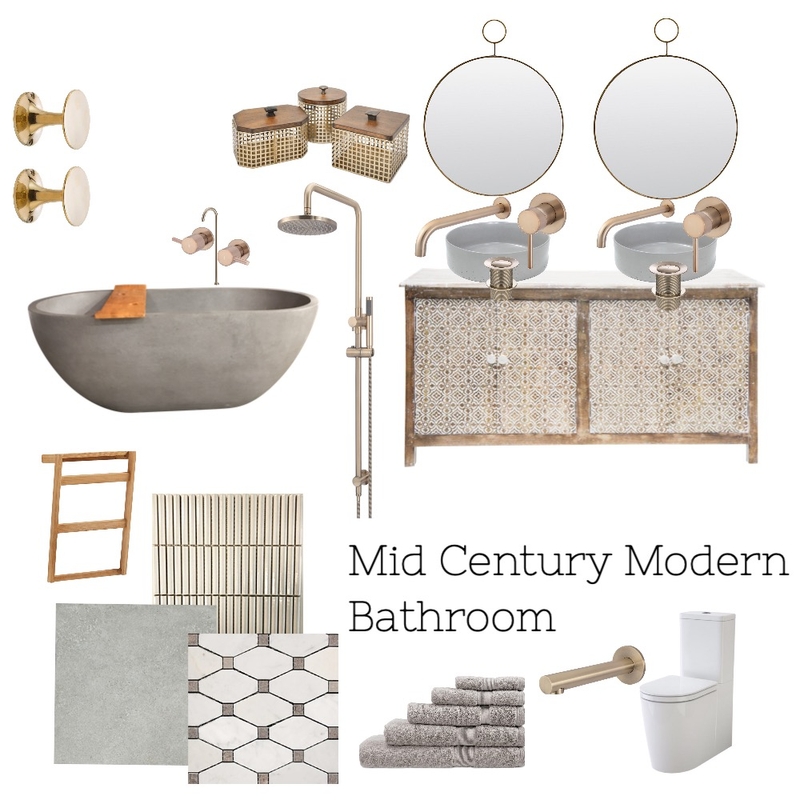 Mid Century Modern Bathroom Mood Board by Copper & Tea Design by Lynda Bayada on Style Sourcebook