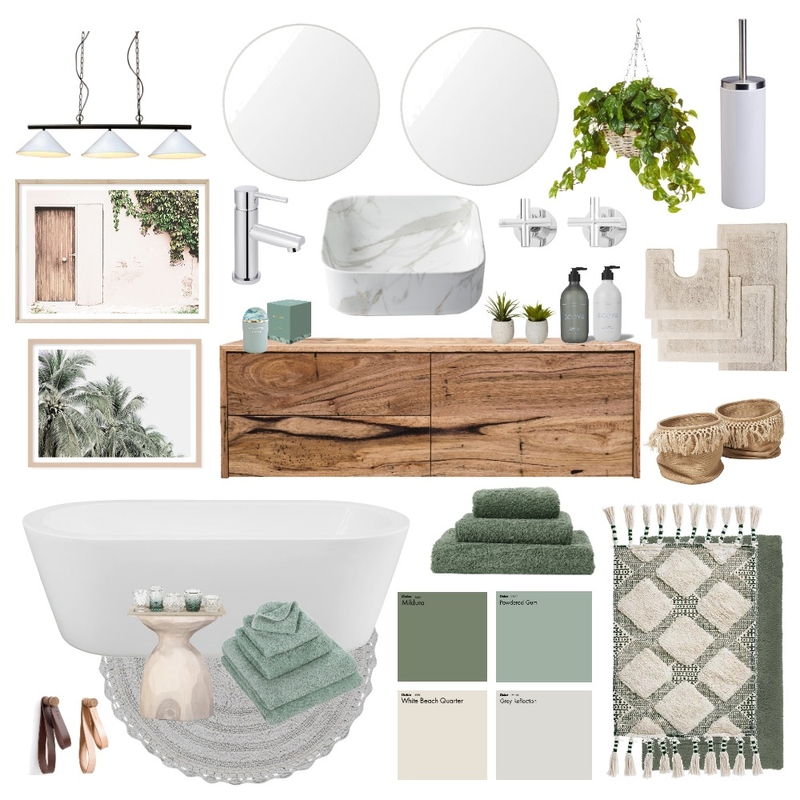 Green on green bathroom vibes Mood Board by Happy Nook Interiors on Style Sourcebook