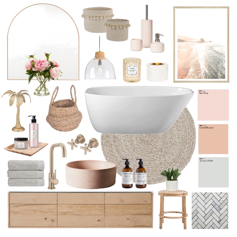 Blush and grey bathroom zen Mood Board by Happy Nook Interiors on Style Sourcebook