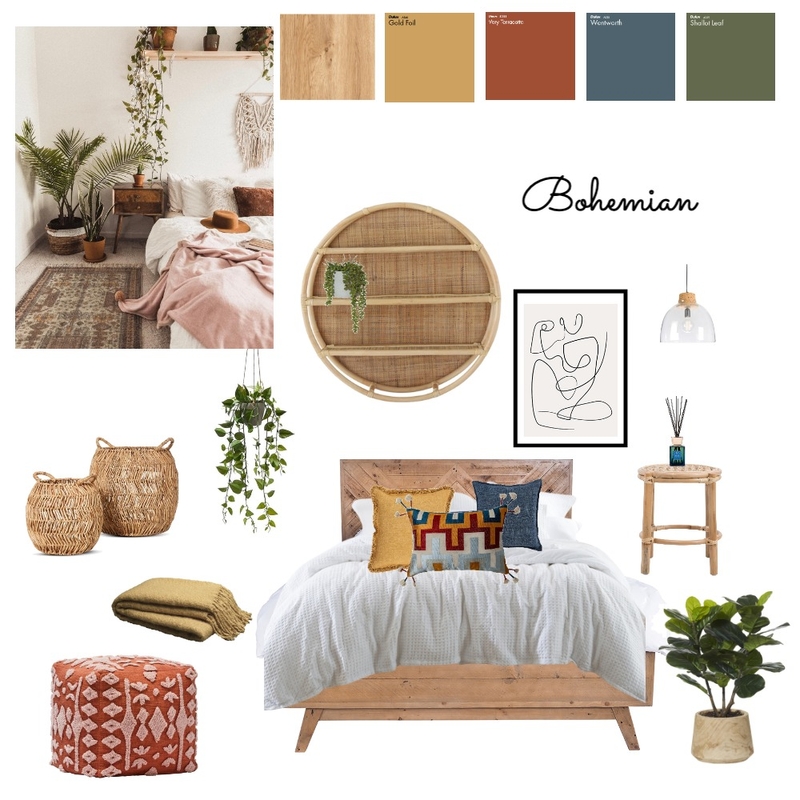 Bohemian Bedroom Mood Board by miakenely on Style Sourcebook