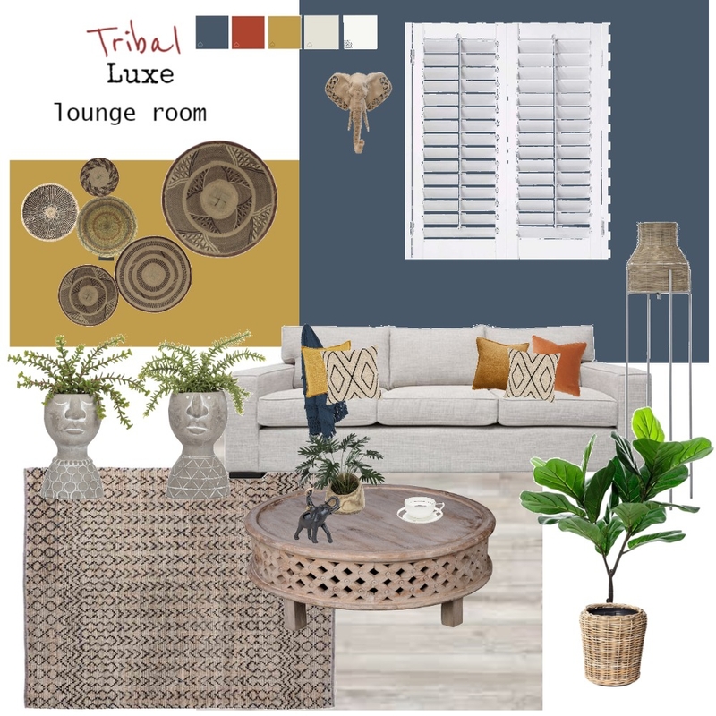 Tribal Luxe Lounge Room Mood Board by Essence Home Styling on Style Sourcebook
