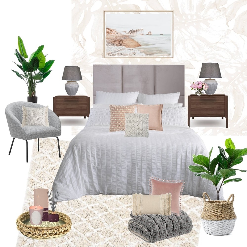 bedroom pinks white grey Mood Board by stephc.style on Style Sourcebook