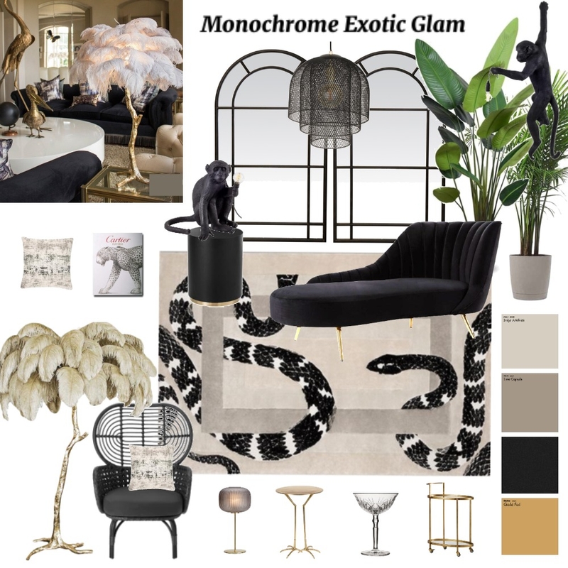 Monochrome Exotic Glam Mood Board by Karolina on Style Sourcebook