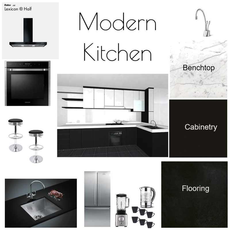 Modern Black and Grey Kitchen Mood Board by njparker@live.com.au on Style Sourcebook