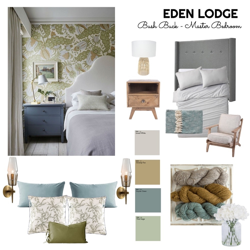 Eden Lodge - Bush Buck Main Bedroom Mood Board by Zambe on Style Sourcebook