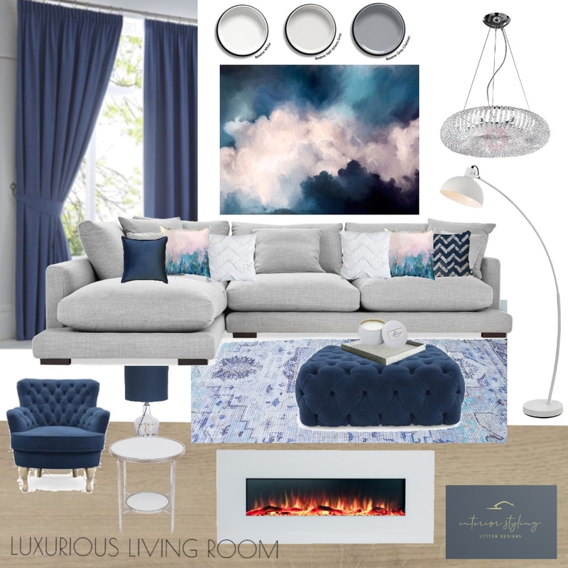 Elegant Blue Living Room Mood Board by Interior Styling on Style Sourcebook