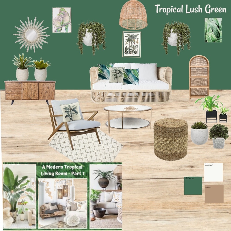 Tropical Lush Green Mood Board by Reveur Decor on Style Sourcebook