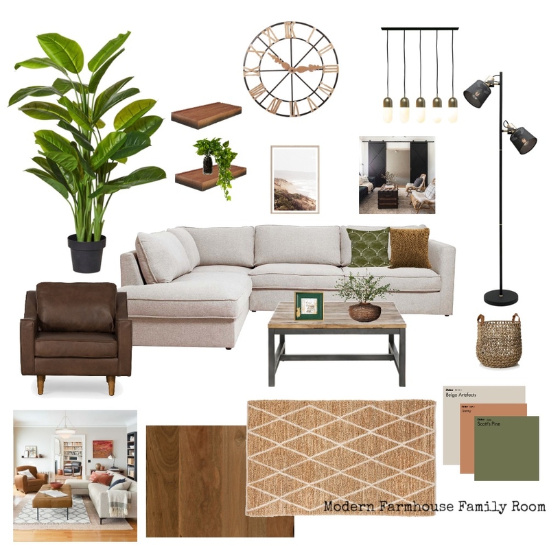 Modern Farmhouse Family Room Mood Board by CAquilino on Style Sourcebook