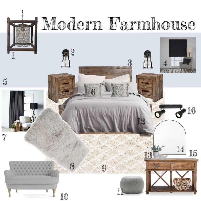 Modern Farmhouse Master Bedroom Mood Board by INTERIORS for living on Style Sourcebook
