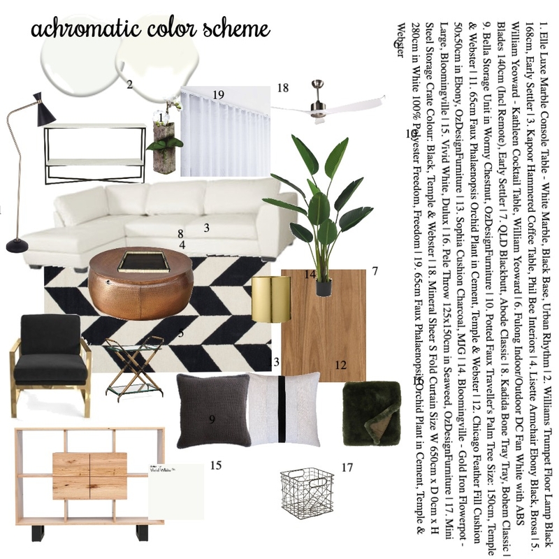 Achromatic Living Room Mood Board by keeshak on Style Sourcebook