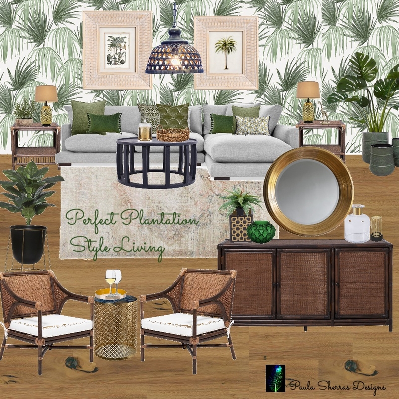 Perfect Plantation Style Living Mood Board by Paula Sherras Designs on Style Sourcebook