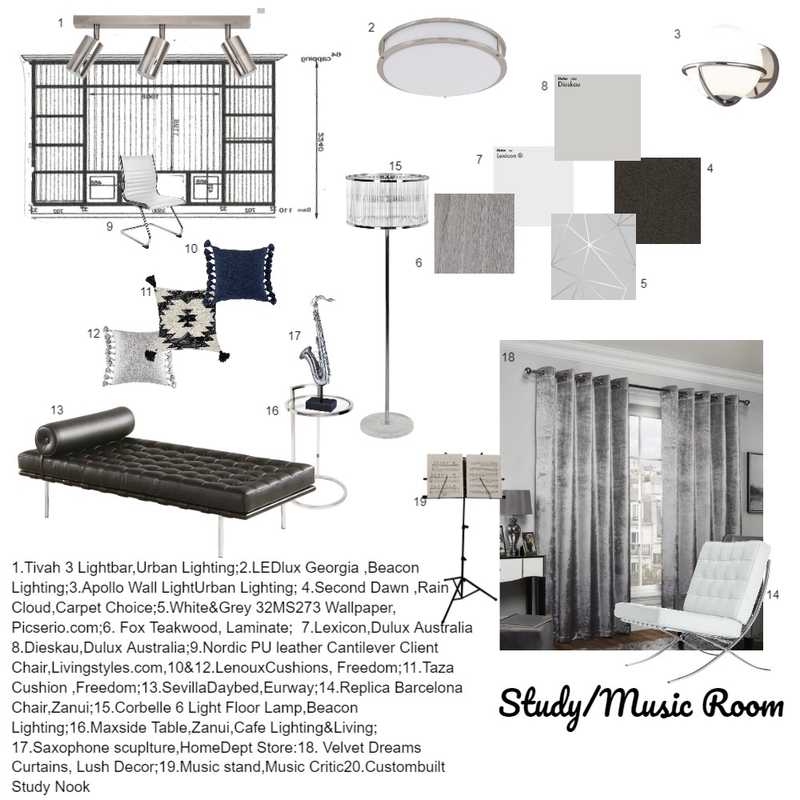 Study/Music Room Mood Board by SharonFitz on Style Sourcebook