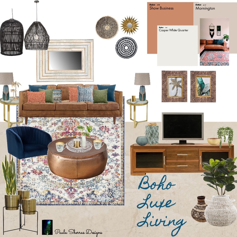 BOHO LUXE Living room Mood Board by Paula Sherras Designs on Style Sourcebook