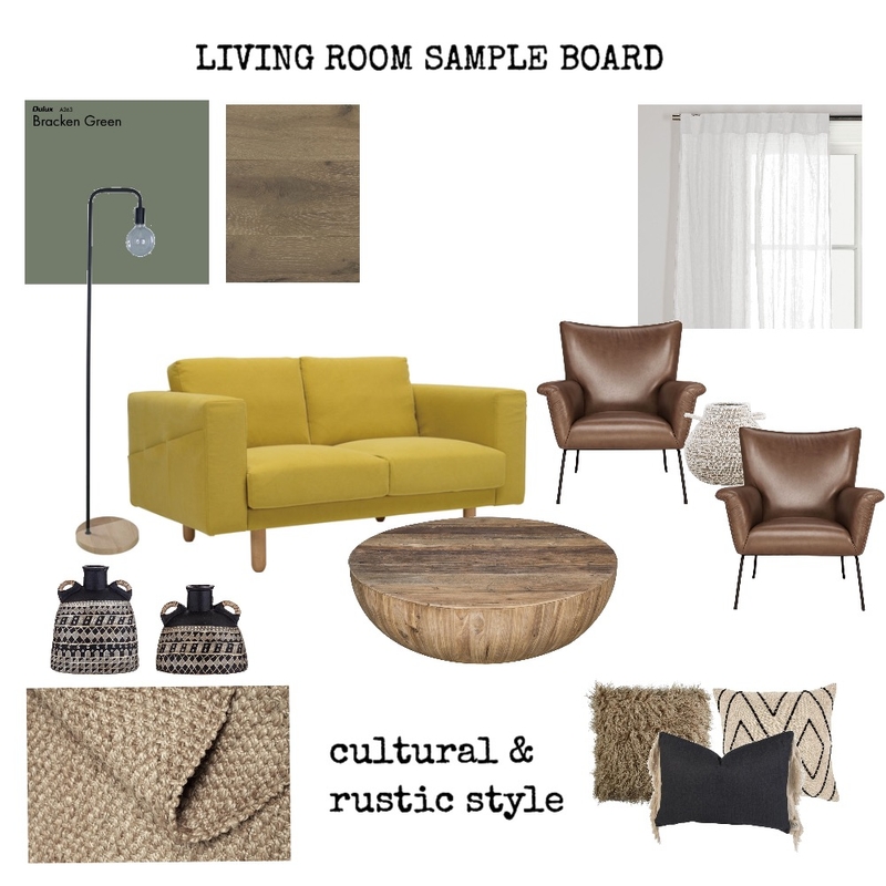cultural&rustic living room sample board Mood Board by erladisgudmunds on Style Sourcebook