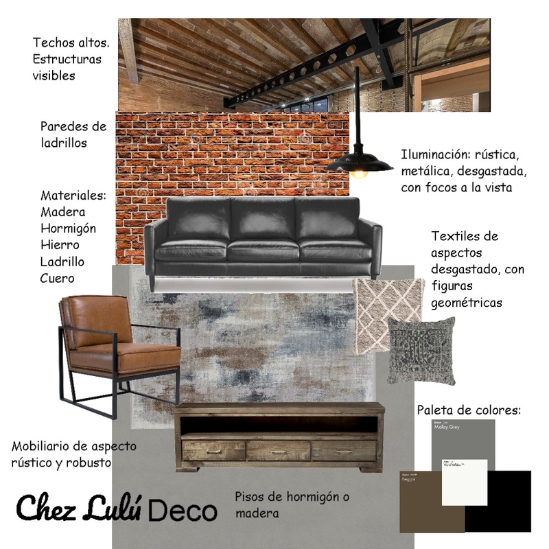 Estilo Industrial Mood Board by Chez Lulú Deco on Style Sourcebook
