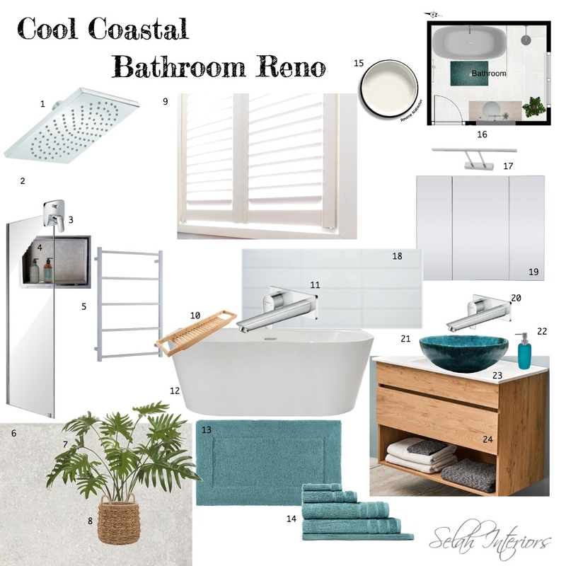Coastal bathroom reno Mood Board by Selah Interiors on Style Sourcebook