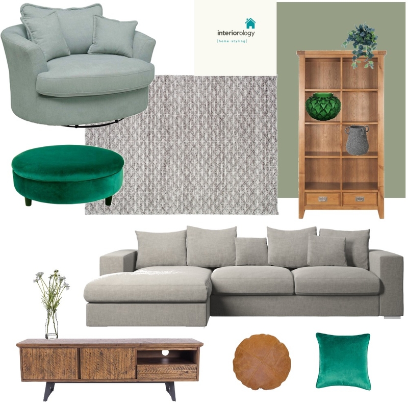 Upstairs casual living - Green accents Option 1 Mood Board by interiorology on Style Sourcebook