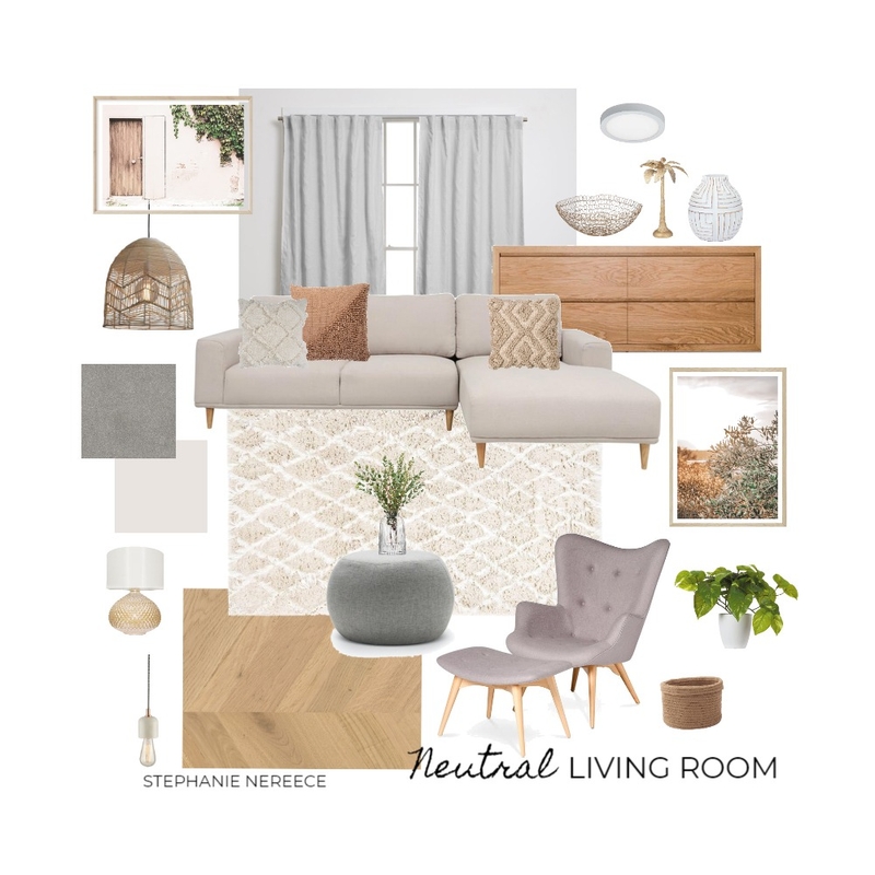 Neutral Living Room Mood Board by Steph Nereece on Style Sourcebook