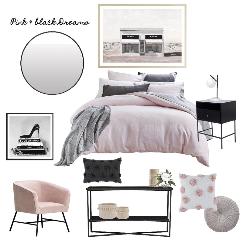 Pink and Black dreams Mood Board by Kelly on Style Sourcebook