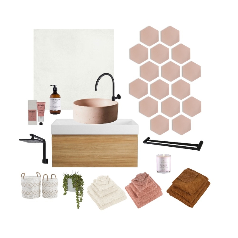 Pink Hive Mosaic Bathroom Mood Board by Steph Nereece on Style Sourcebook