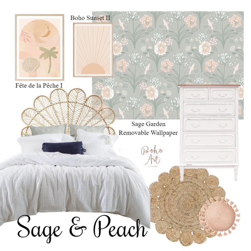 Sage & Peach Mood Board by Boho Art & Styling on Style Sourcebook