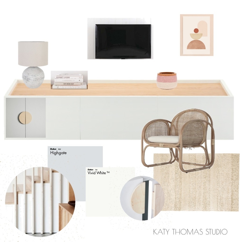 DIY TV Unit design Mood Board by Katy Thomas Studio on Style Sourcebook