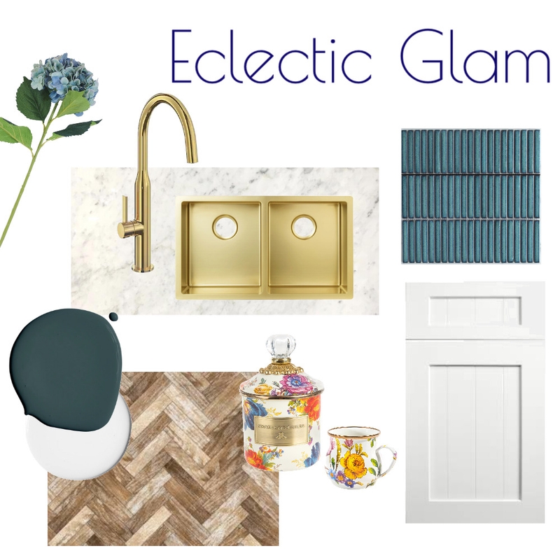 Eclectic Glam Kitchen Flatlay Mood Board by Kohesive on Style Sourcebook